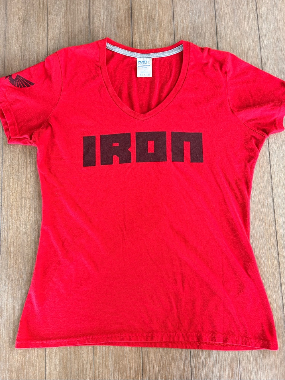 🌸IRON Graphic V-Neck Tee - Red🌸